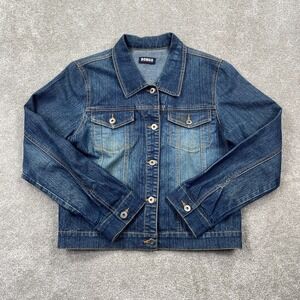 BONGO Authentic Stretch Button Up Denim Trucker Jacket Junior Size 13 Blue